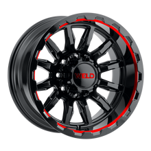 Load image into Gallery viewer, Gauntlet 20 | 20x10 | 8x165.1 | Gloss Black Milled Red | Gloss Black Milled | Non-BL | W13800082475
